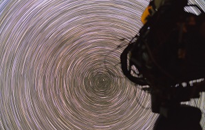 Startrails over a telescope