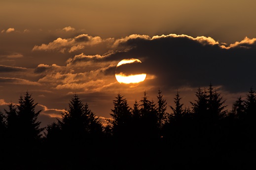 The evening sun through clouds