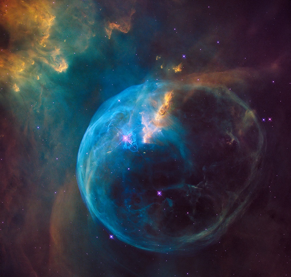 False Colour image of The Bubble Nebula. Image Credit: Hubble/NASA