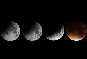 Sequence of images of a lunar eclipse